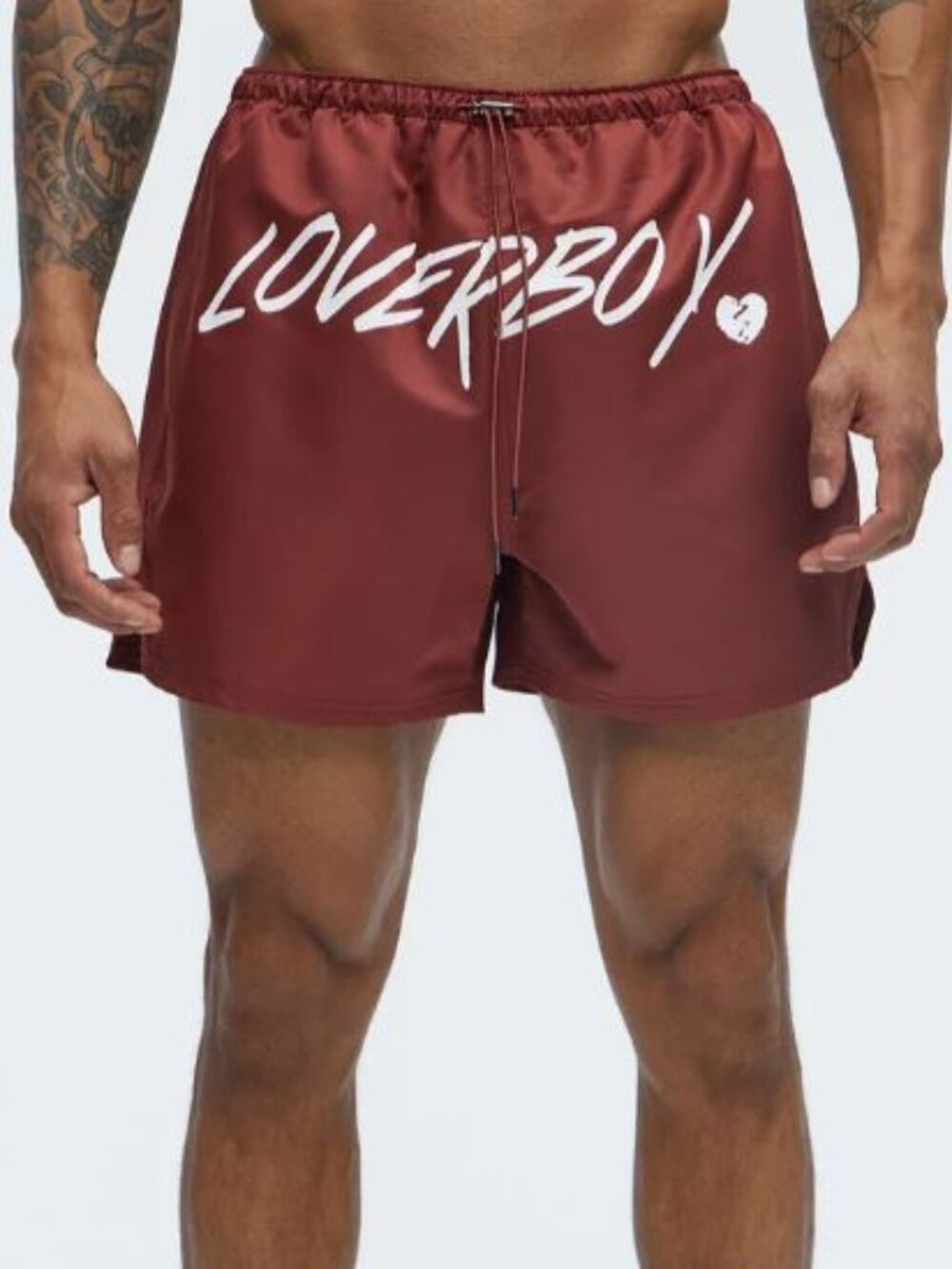 Fashion Nova Men's Loverboy Relaxed 4" Swim Trunk